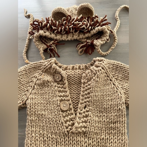 Newborn Baby Crochet Knitted Lion Costume photography Set 0-3 months - Picture 4 of 5
